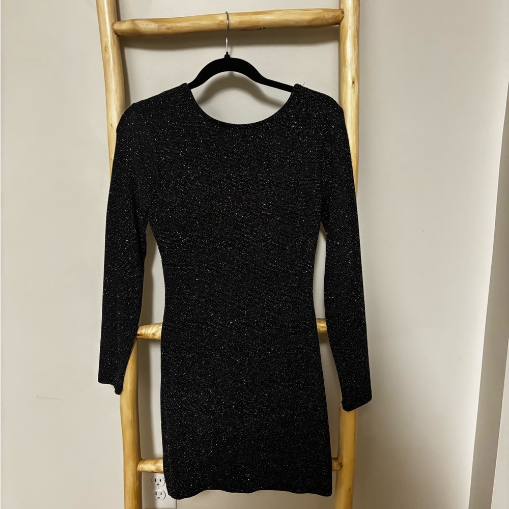 Windsor Black Sparkle Long Sleeve Dress